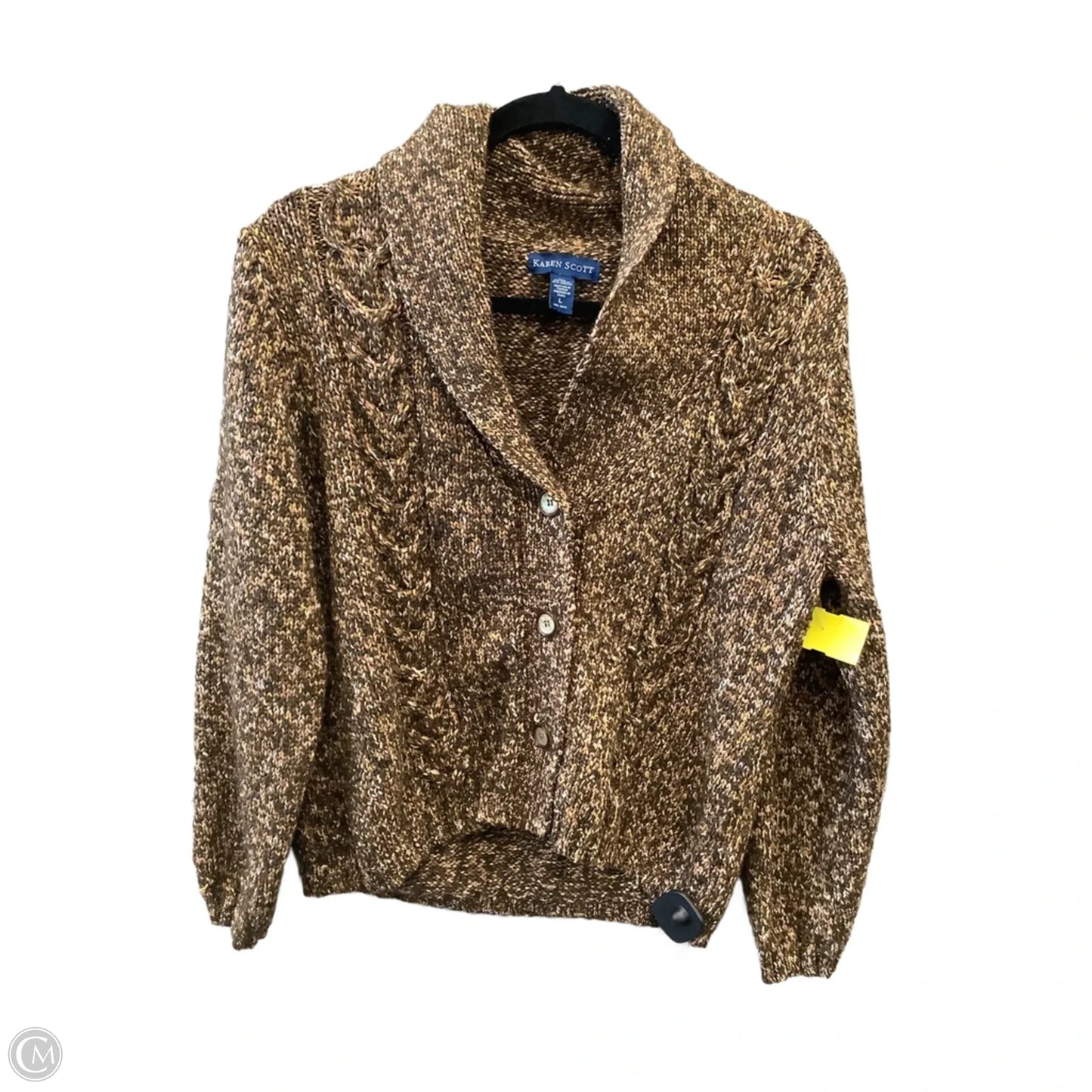 Sweater Cardigan By Karen Scott In Brown, Size: L