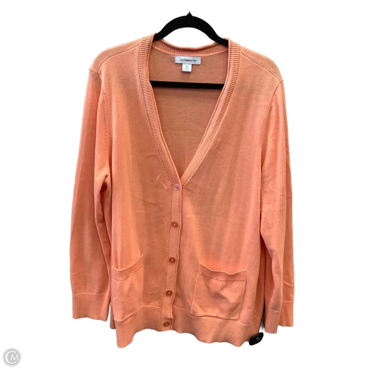 Cardigan By Liz Claiborne In Coral, Size: Xl