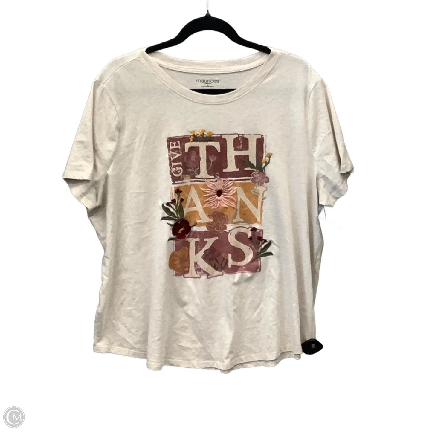 Top Short Sleeve By Maurices In Cream, Size: 1x