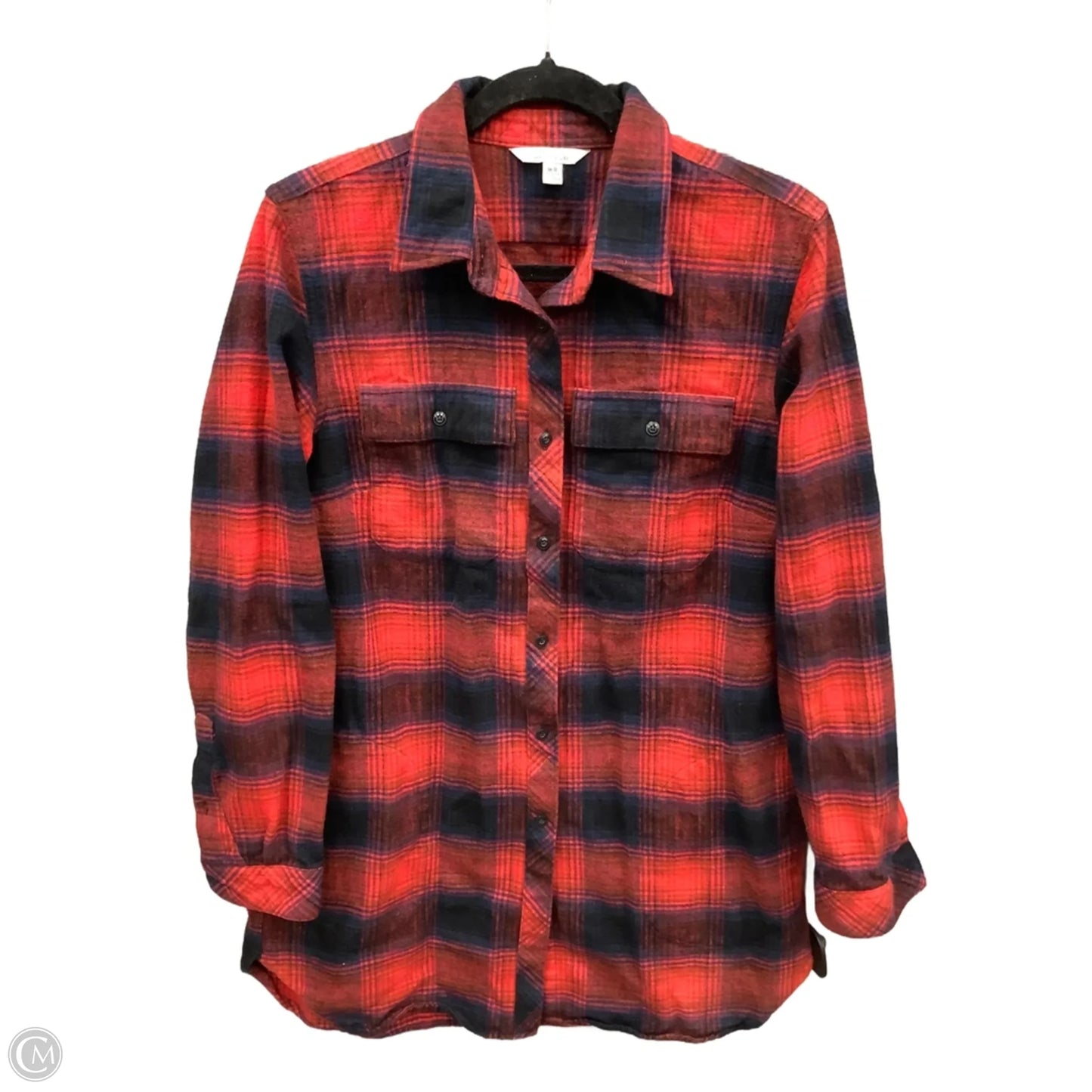 Top Long Sleeve By L.l. Bean In Plaid Pattern, Size: M