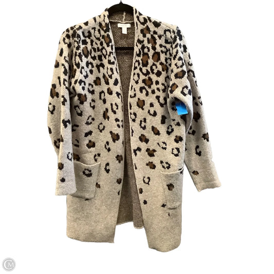 Sweater Cardigan By Nine West Apparel In Animal Print, Size: L