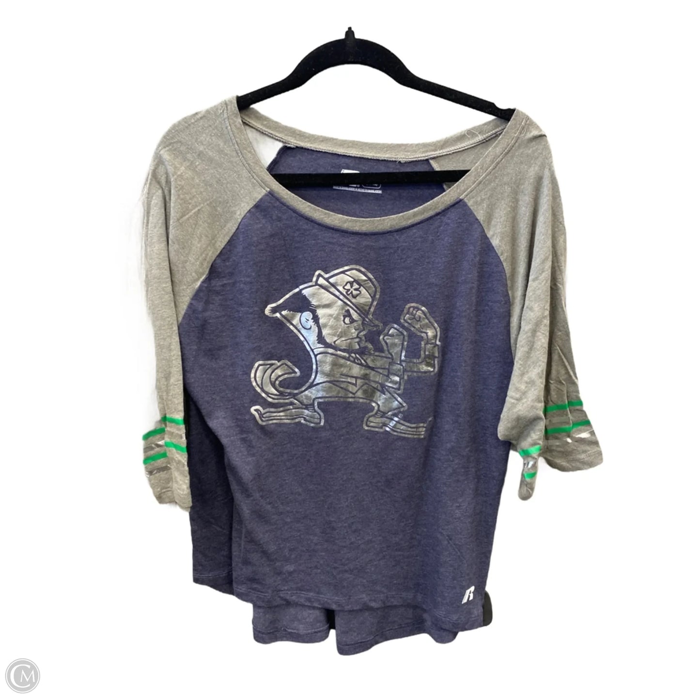 Athletic Top Long Sleeve Crewneck By Russel Athletic In Blue & Grey, Size: L