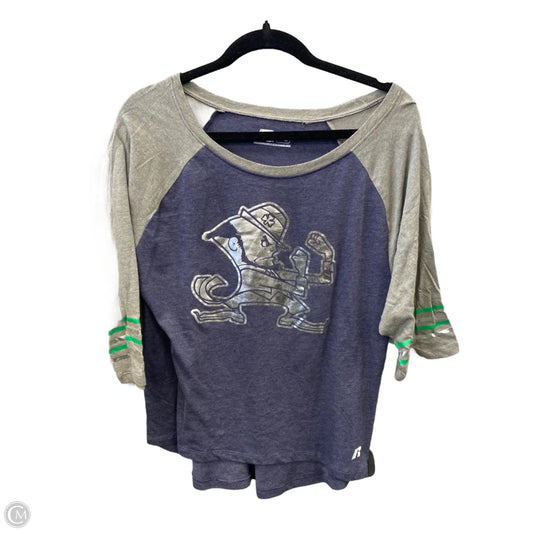 Athletic Top Long Sleeve Crewneck By Russel Athletic In Blue & Grey, Size: L