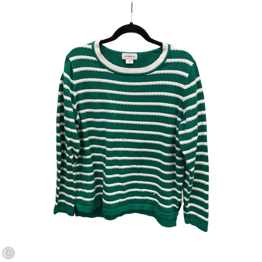 Sweater By Liz Claiborne In Green & White, Size: Xl