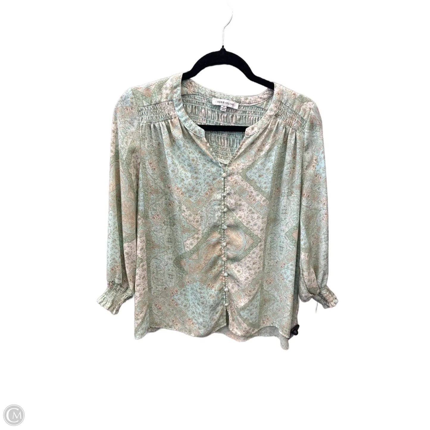 Blouse Long Sleeve By Rose And Olive In Green, Size: S