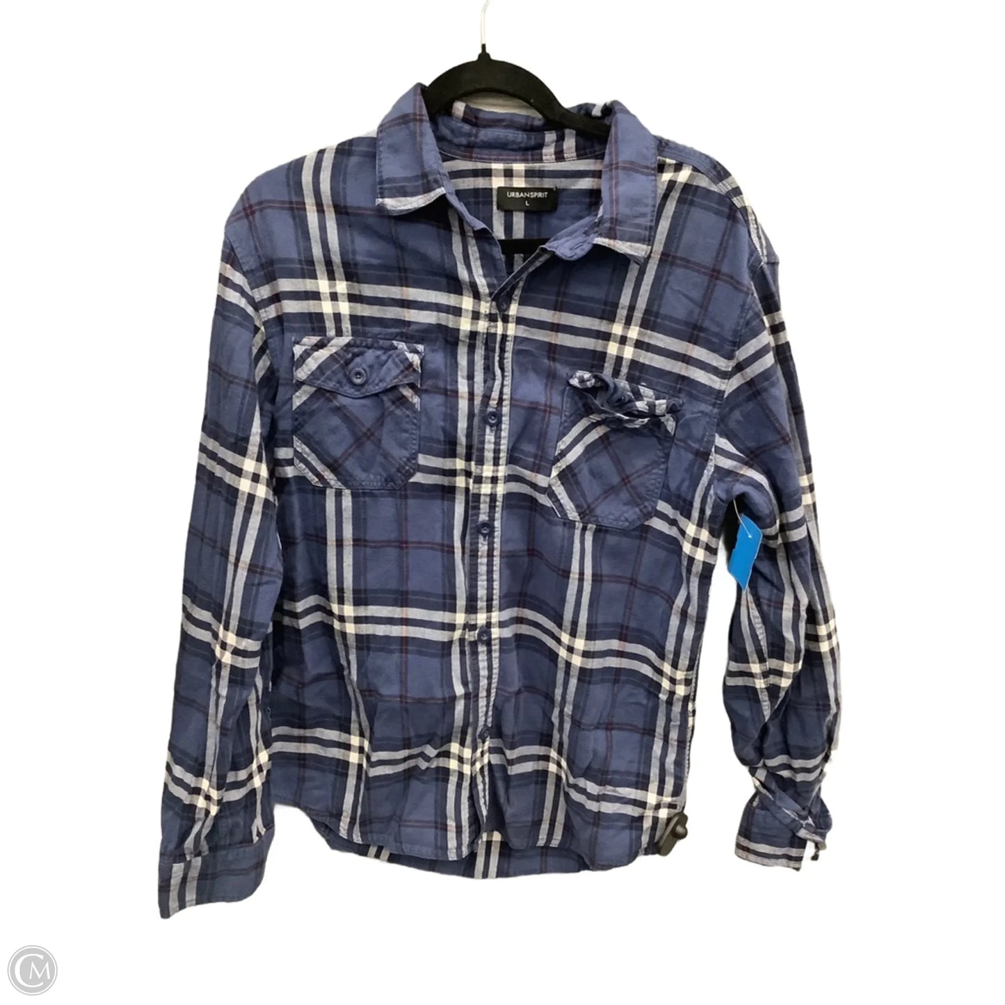 Top Long Sleeve By Clothes Mentor In Plaid Pattern, Size: L