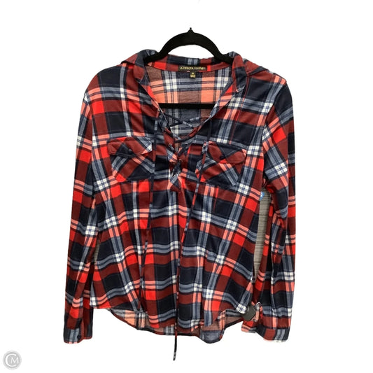 Top Long Sleeve By Always Indigo In Plaid Pattern, Size: M