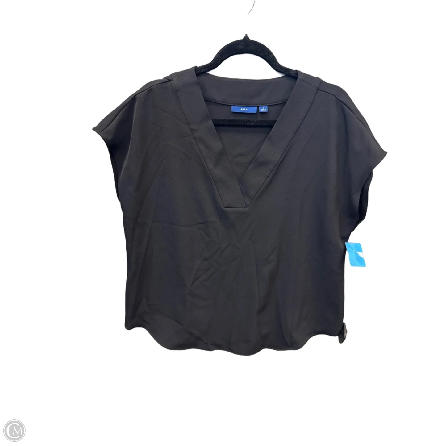Blouse Short Sleeve By Apt 9 In Black, Size: L