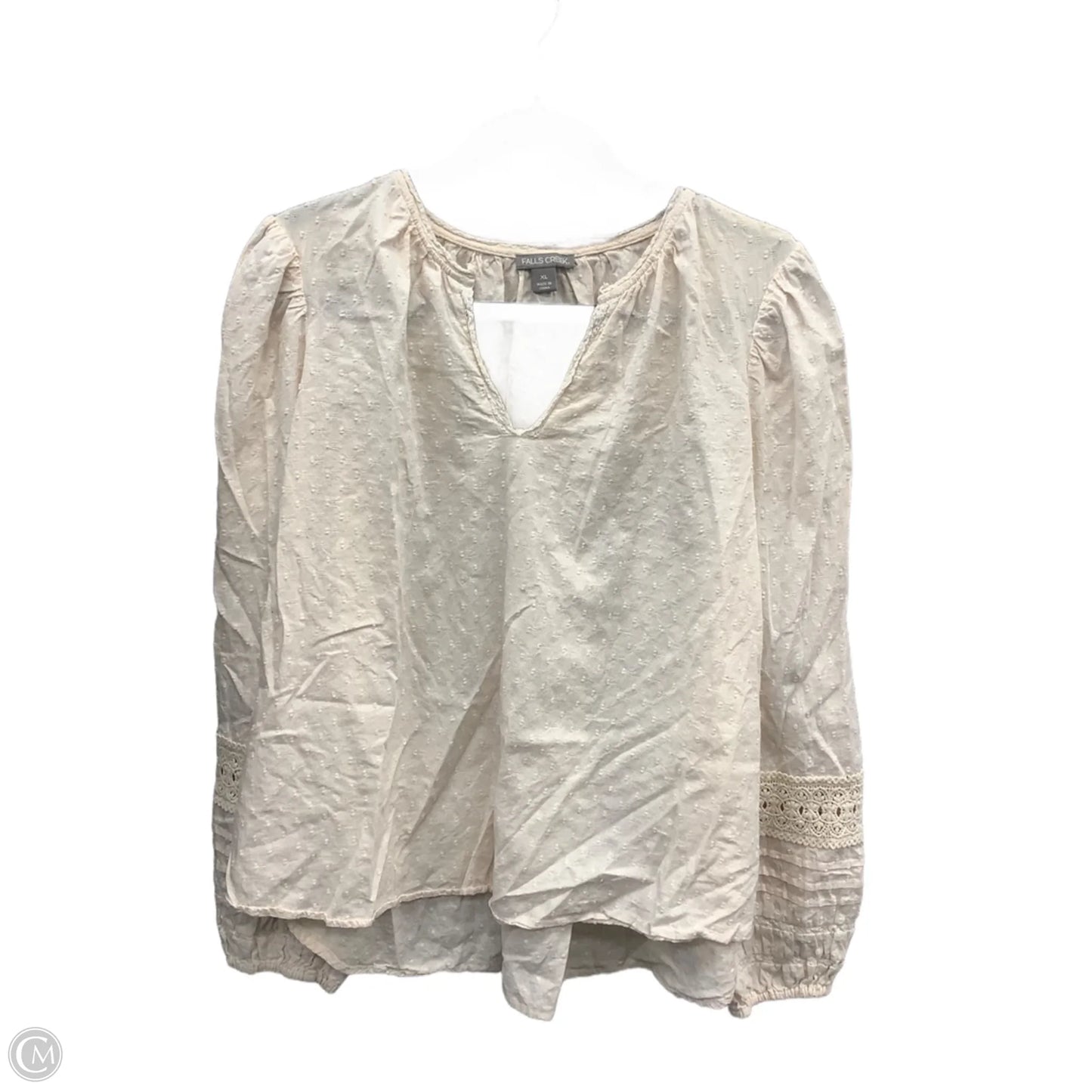 Top Long Sleeve By Falls Creek In Cream, Size: Xl
