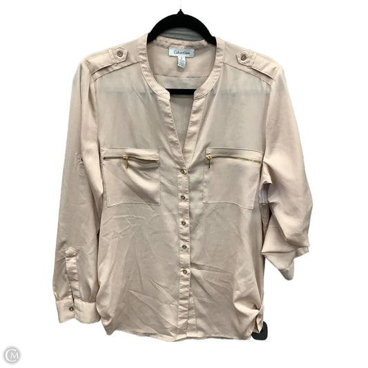 Top Long Sleeve By Calvin Klein In Pink, Size: L