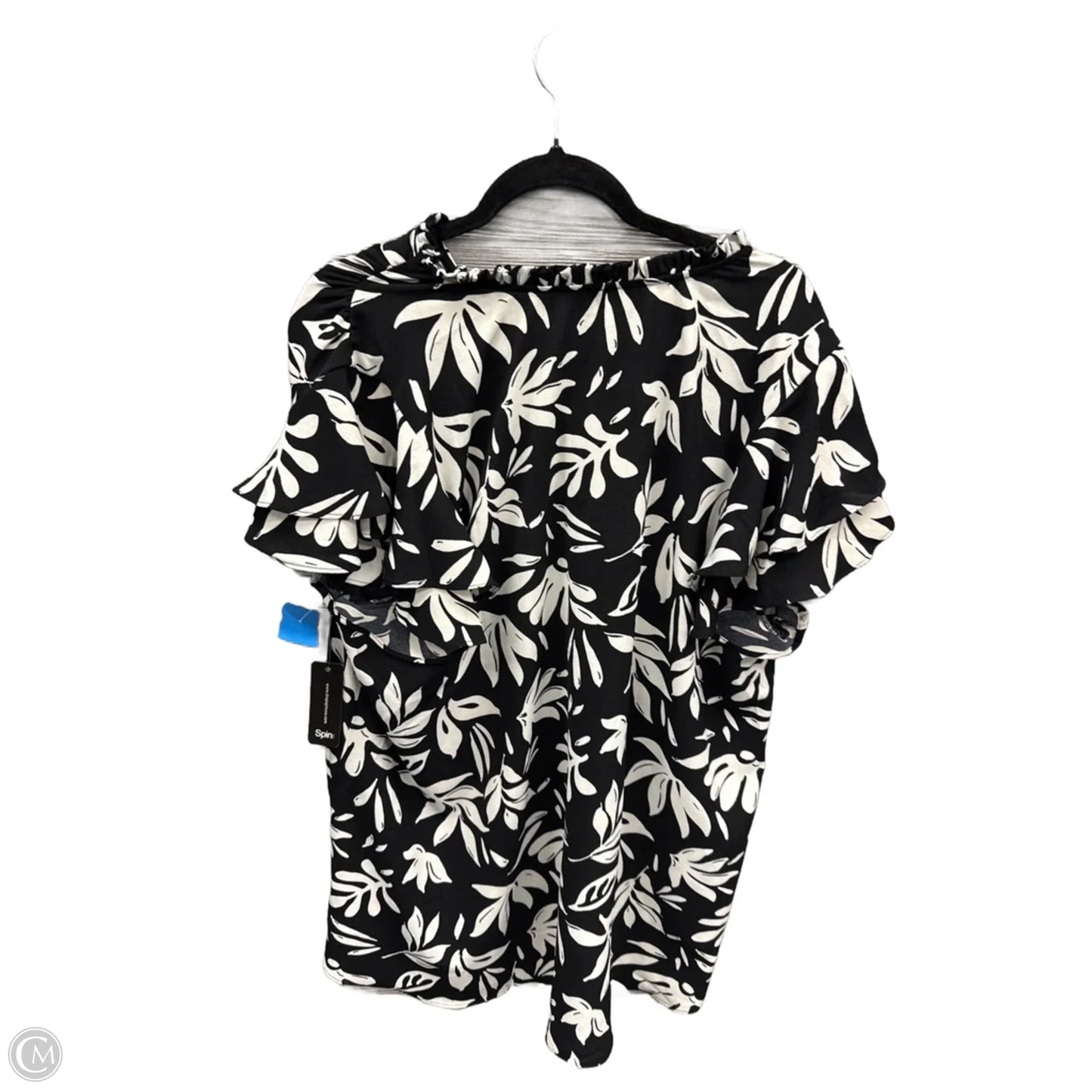Top Short Sleeve By Spin In Black & White, Size: 2x