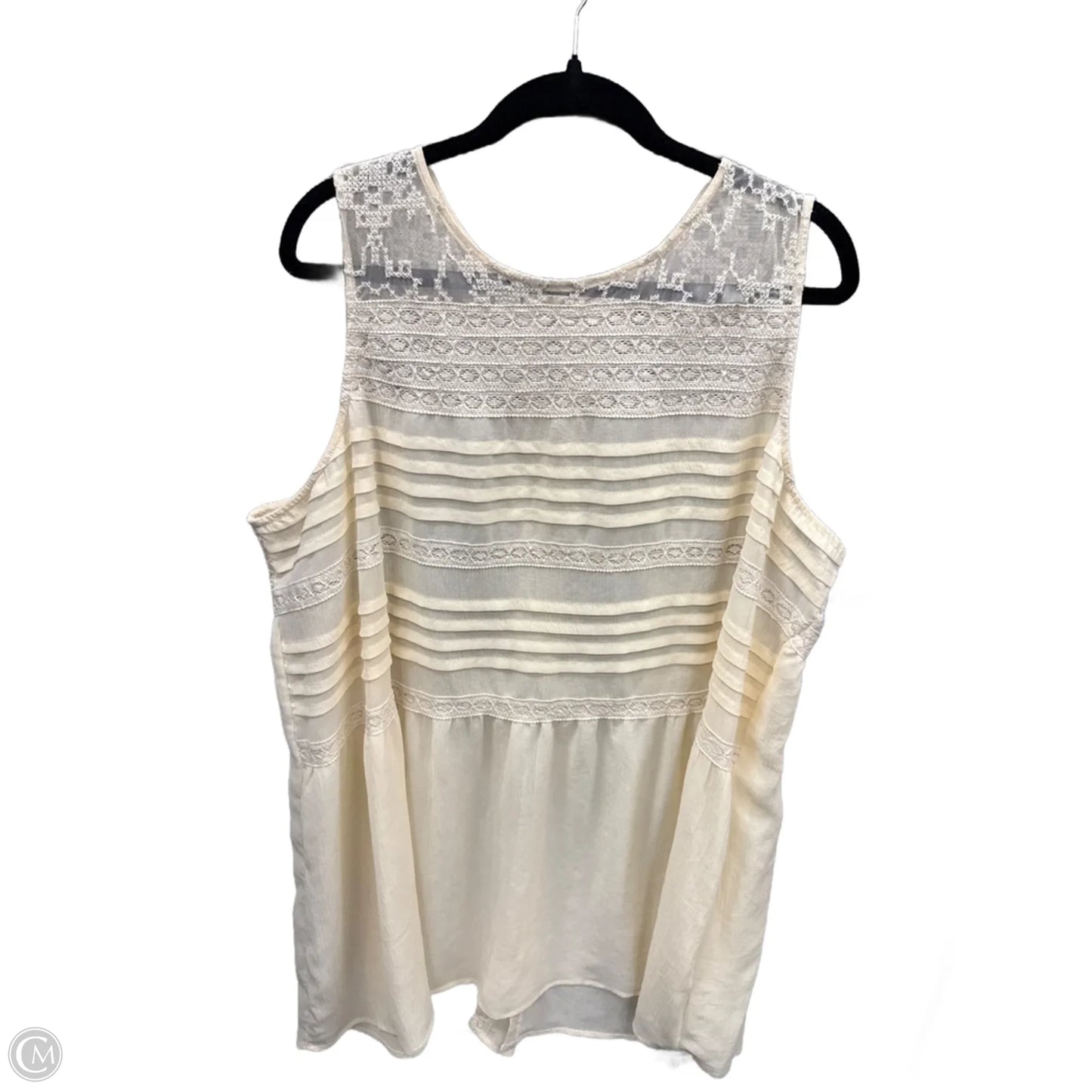 Top Sleeveless By Logo In Cream, Size: 2x
