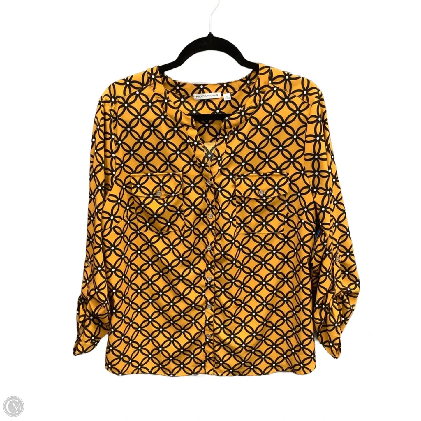 Top Long Sleeve By Notations In Yellow, Size: Xl
