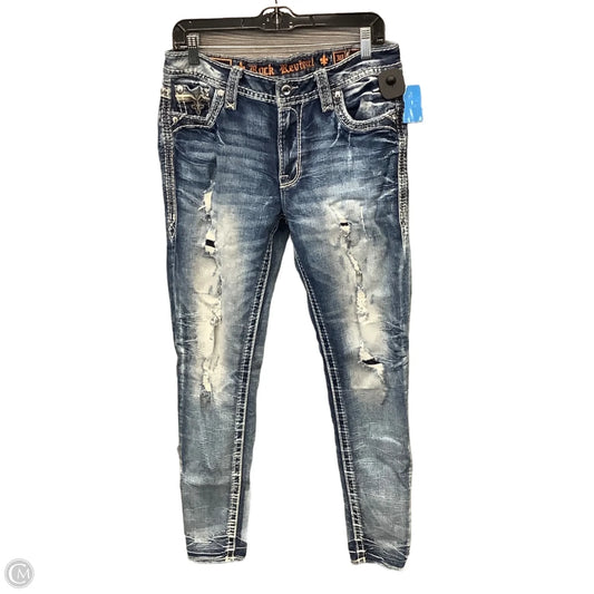 Jeans Skinny By Rock Revival In Blue Denim, Size: 10