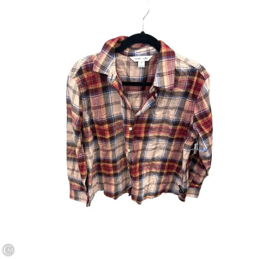 Top Long Sleeve By Old Navy In Plaid Pattern, Size: M