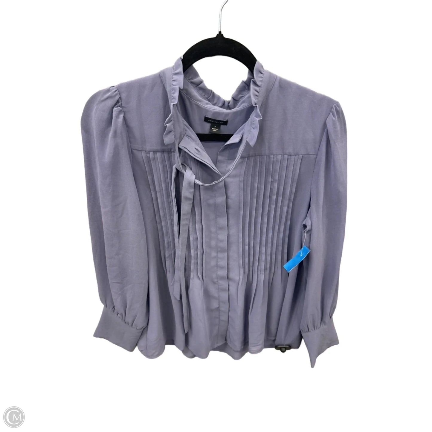 Blouse Long Sleeve By Ann Taylor In Purple, Size: M