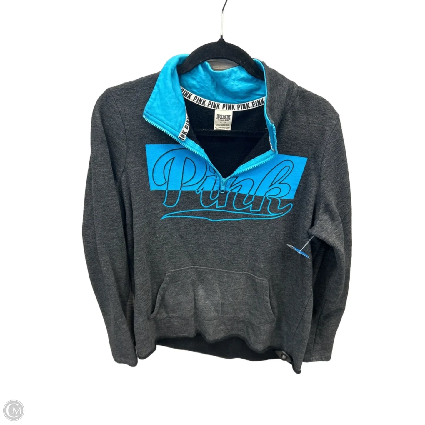 Sweatshirt Crewneck By Pink In Blue & Grey, Size: S