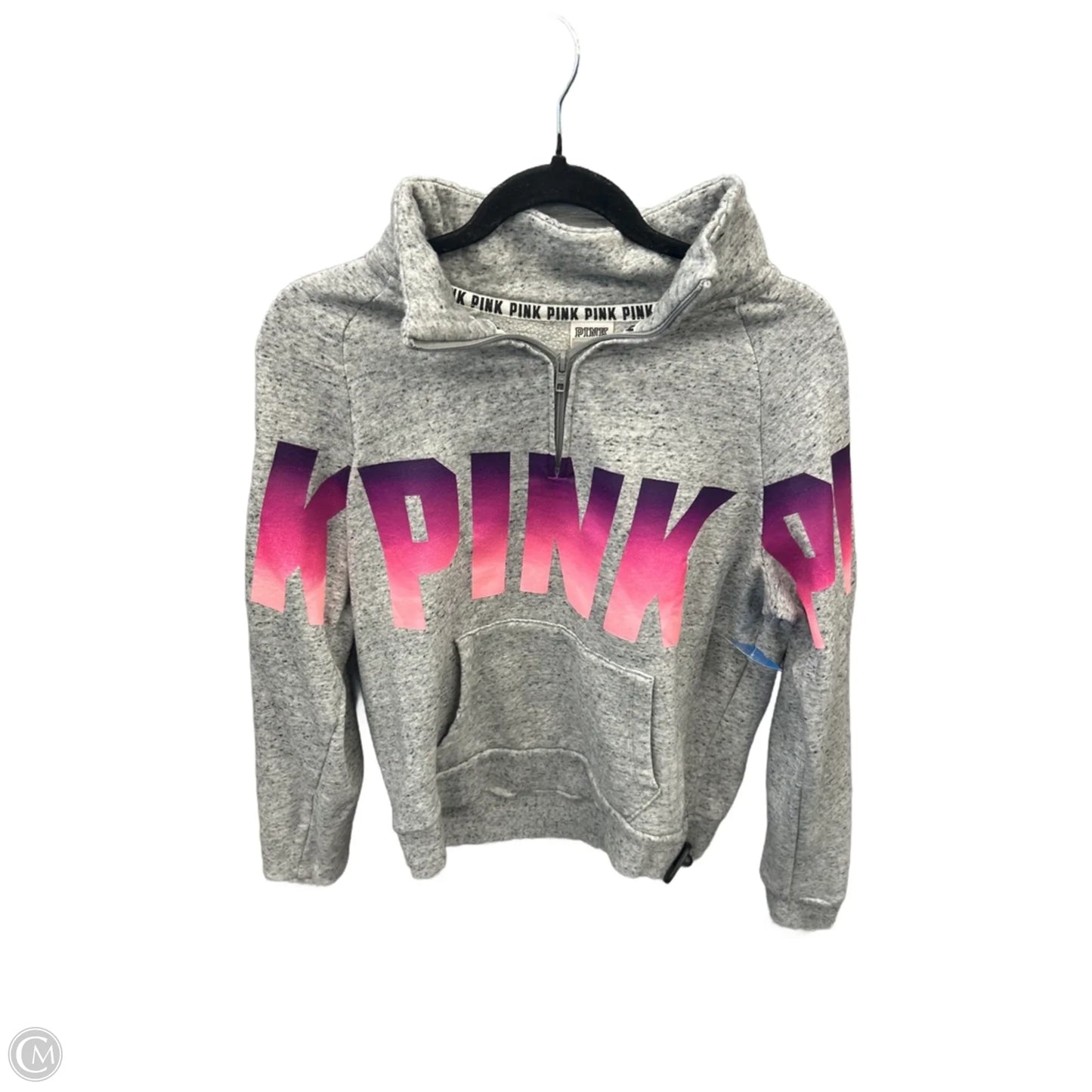 Sweatshirt Collar By Pink In Grey & Pink, Size: L