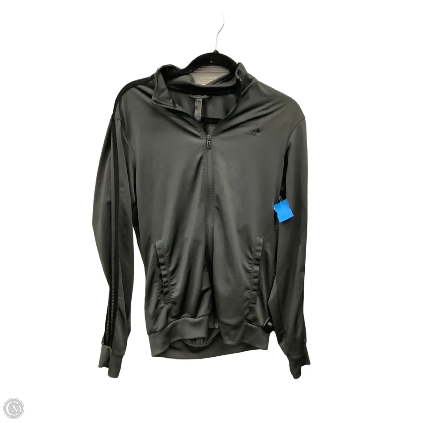 Athletic Top Long Sleeve Collar By Adidas In Grey, Size: S