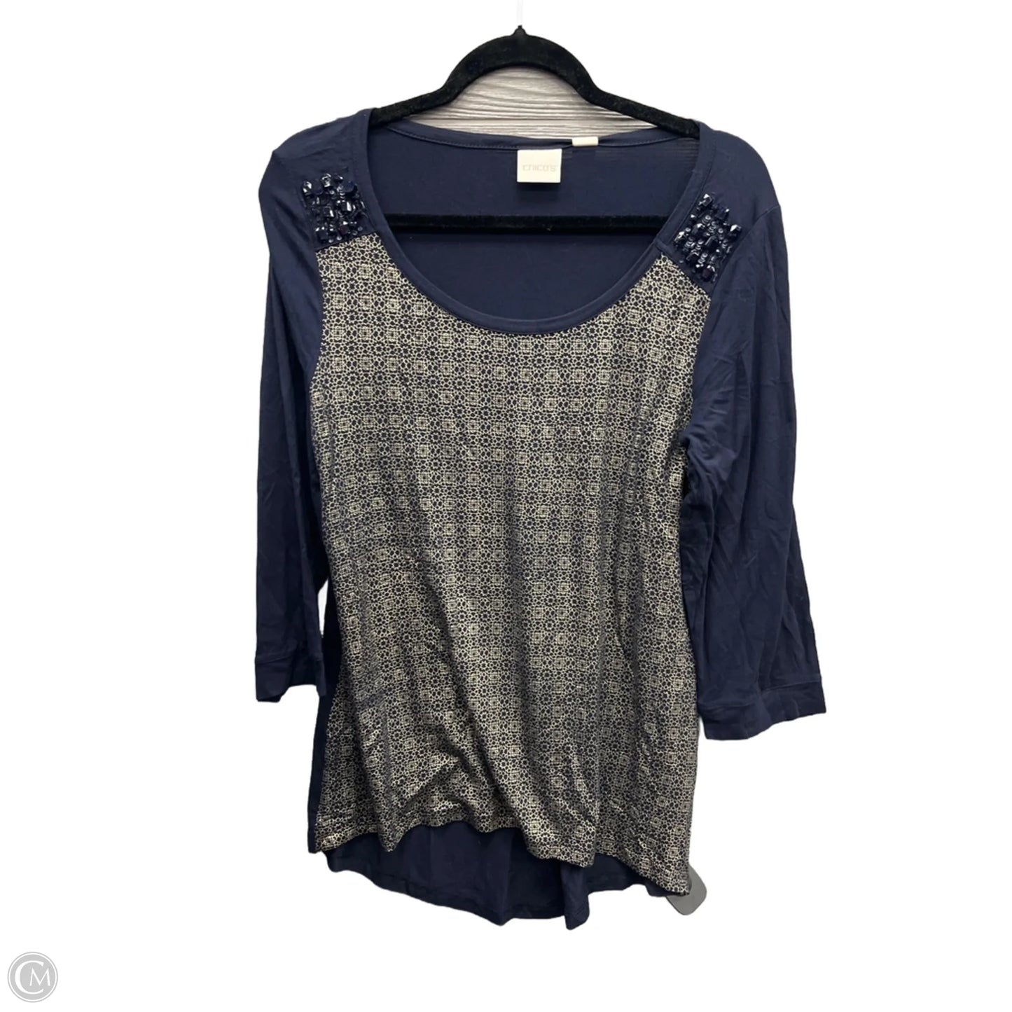 Top Long Sleeve By Chicos In Navy, Size: M