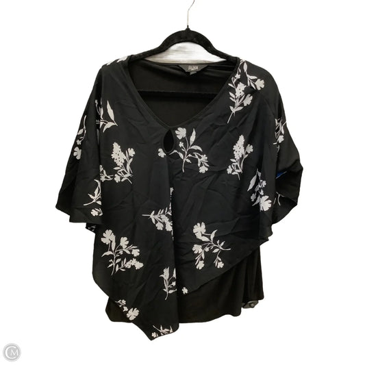Blouse Short Sleeve By Investments In Black, Size: 1x