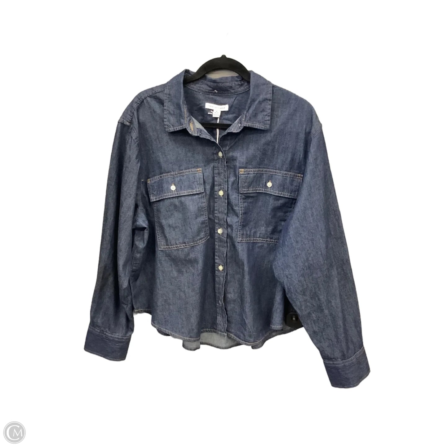 Top Long Sleeve By Free Assembly In Blue Denim, Size: Xl