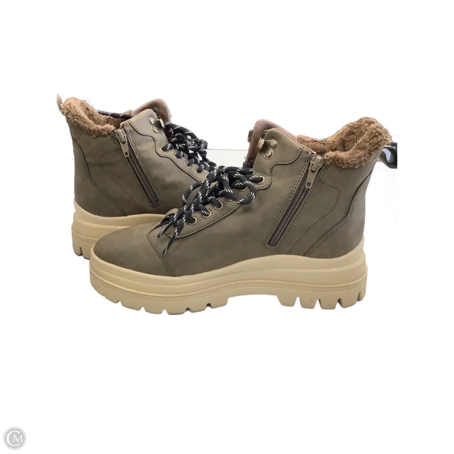 Boots Ankle Flats By Falls Creek In Green & Tan, Size: 8