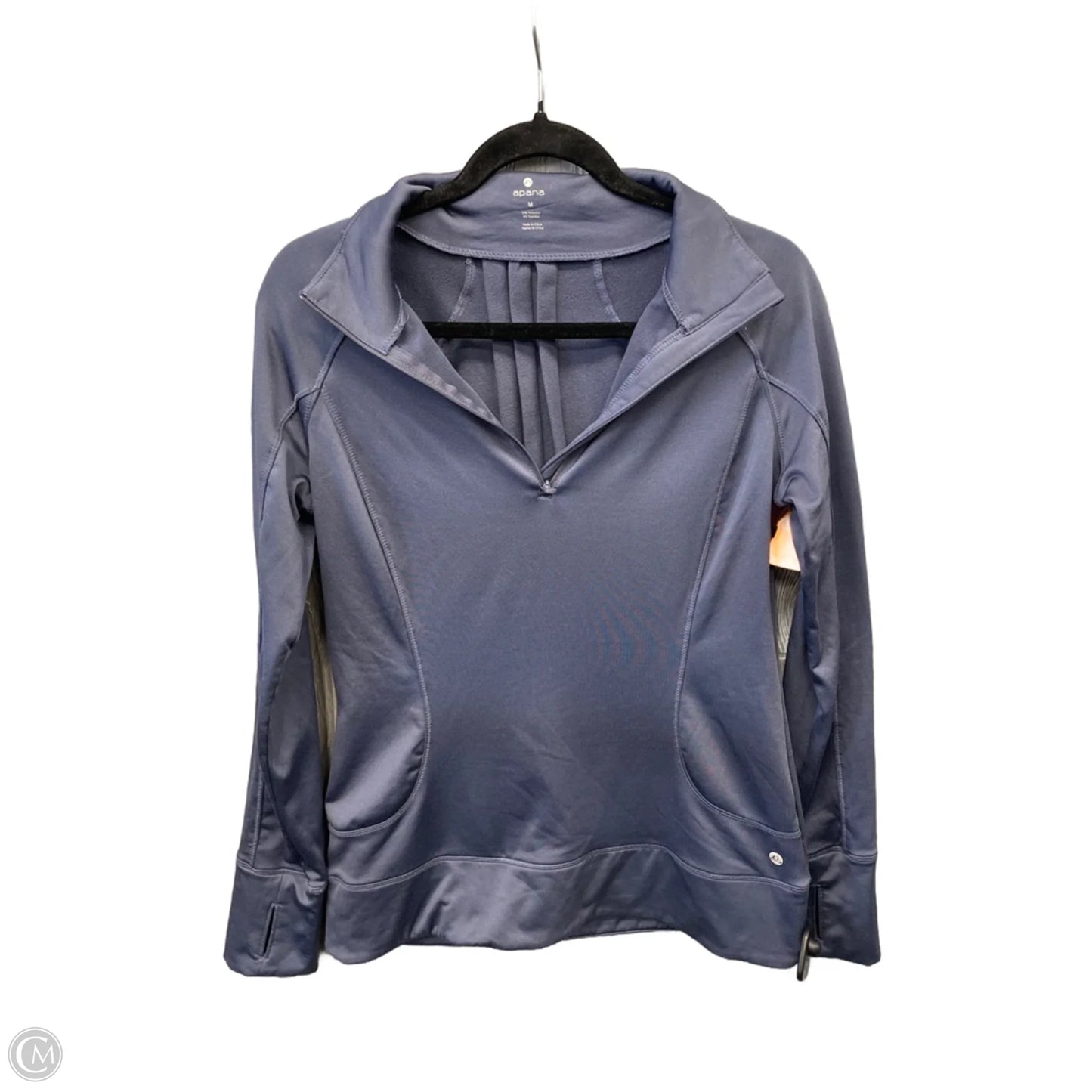 Athletic Top Long Sleeve Collar By Apana In Blue, Size: M