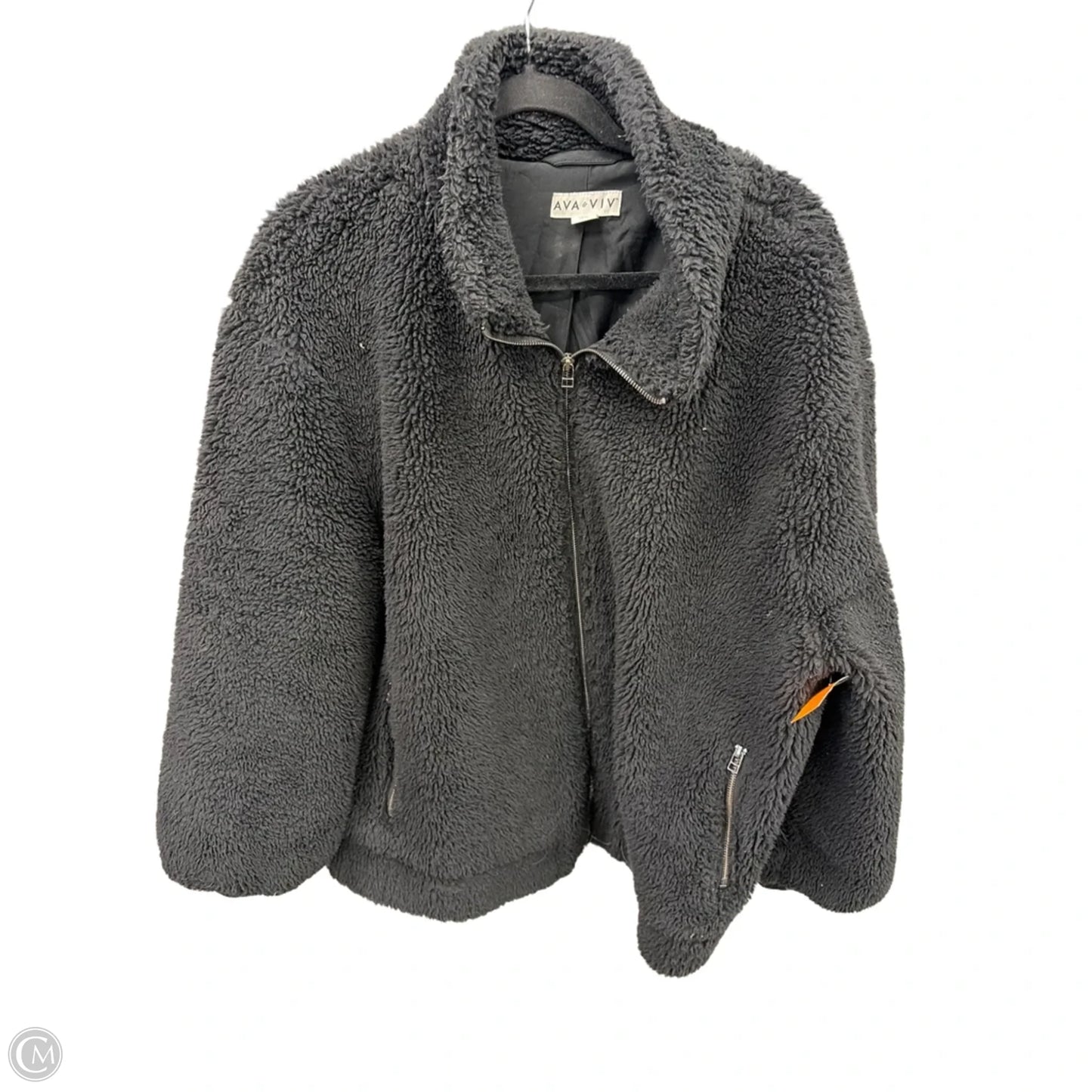 Jacket Faux Fur & Sherpa By Ava & Viv In Black, Size: 2x