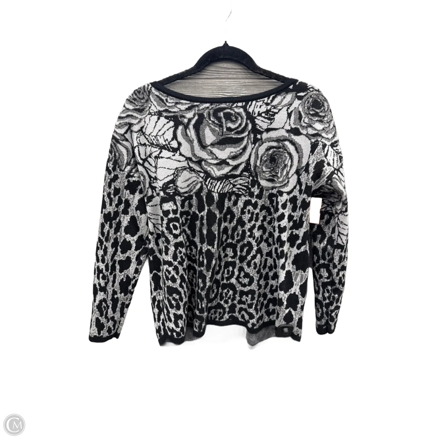 Top Long Sleeve By Chicos In Black & Grey, Size: L