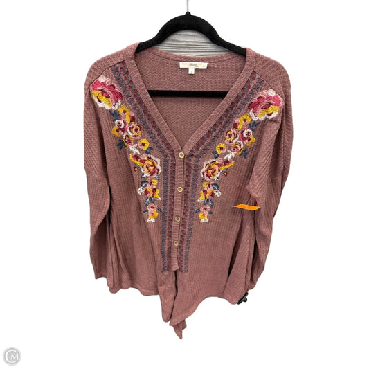 Top Long Sleeve By Andree By Unit In Pink, Size: S