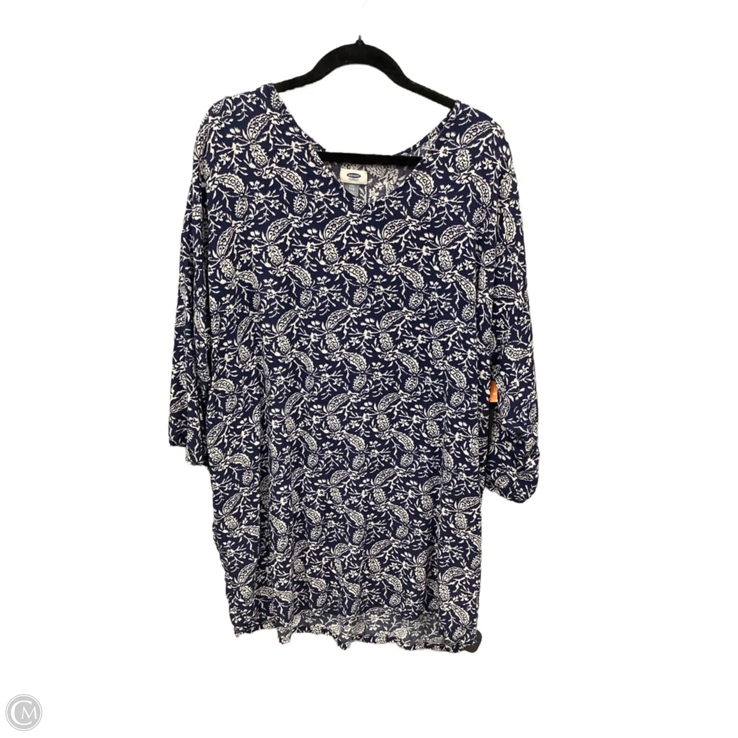 Dress Casual Midi By Old Navy In Blue & White, Size: Xxl