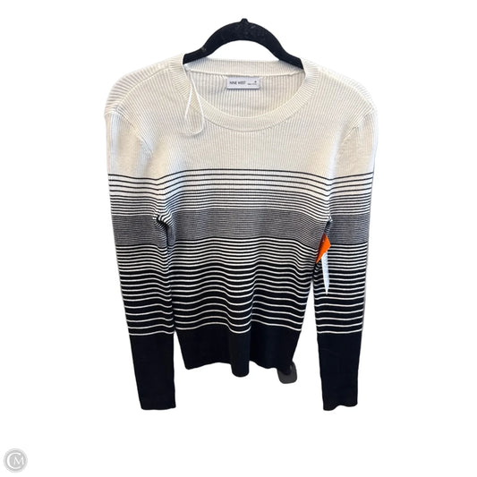Top Long Sleeve By Nine West Apparel In Black & Cream, Size: M