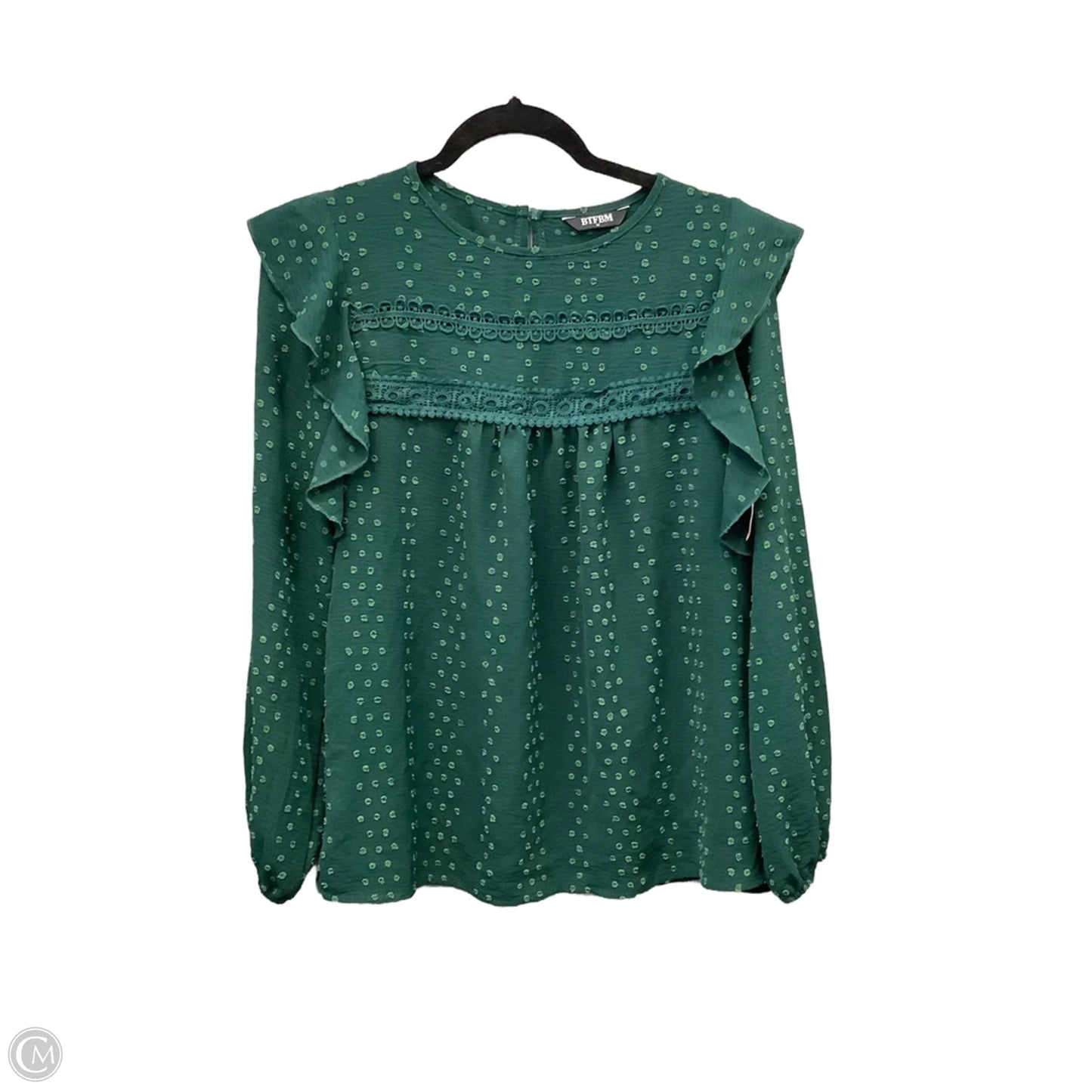 Top Long Sleeve By Btfbm In Green, Size: M