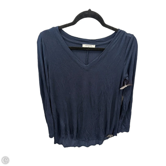 Top Long Sleeve By Zenana In Navy, Size: S