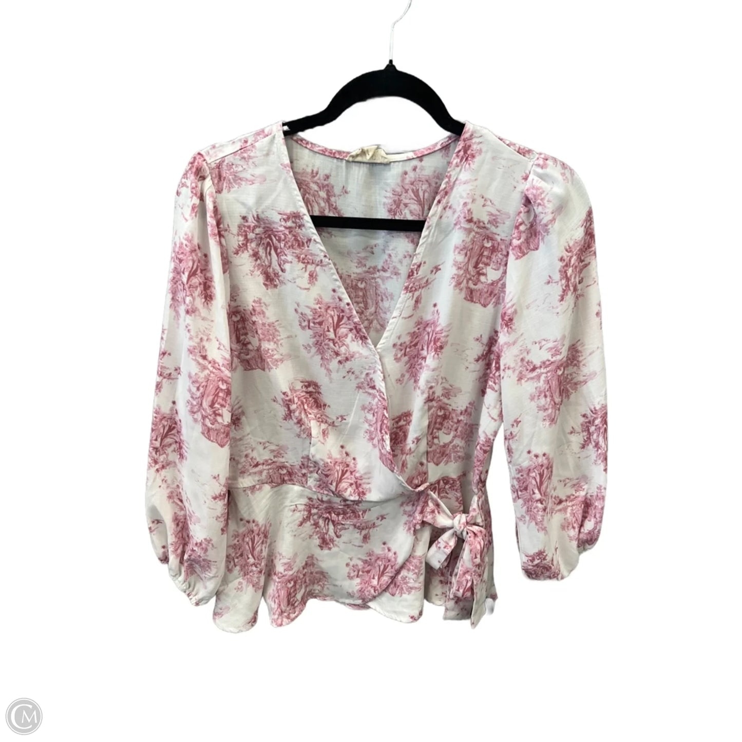 Blouse Long Sleeve By Meraki In Pink & White, Size: L