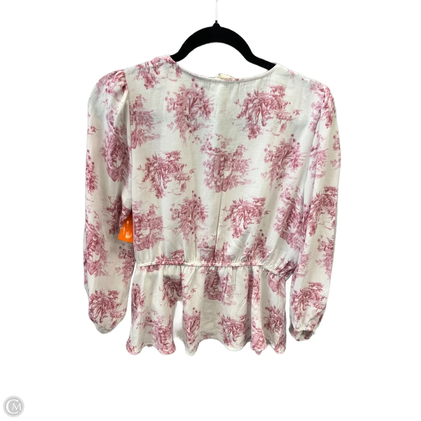 Blouse Long Sleeve By Meraki In Pink & White, Size: L