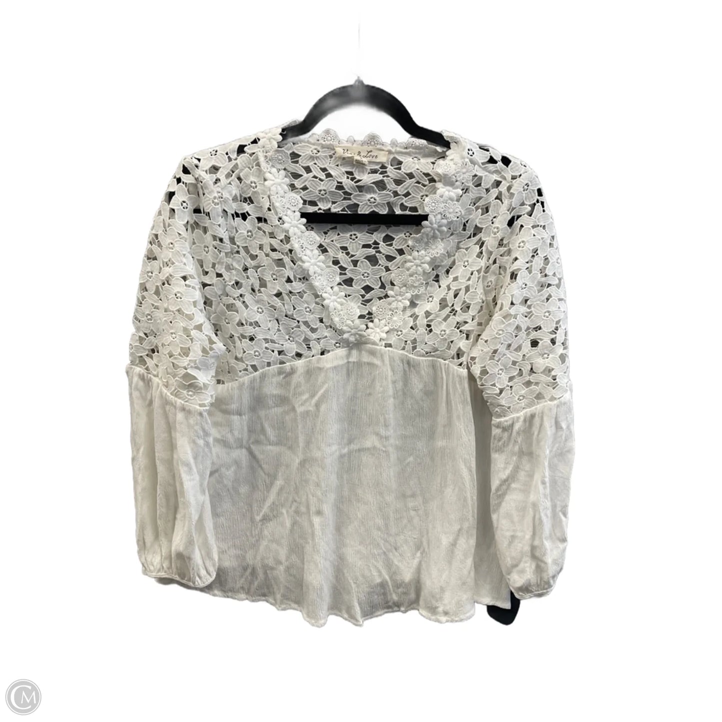 Blouse Long Sleeve By Vine & Love In White, Size: S