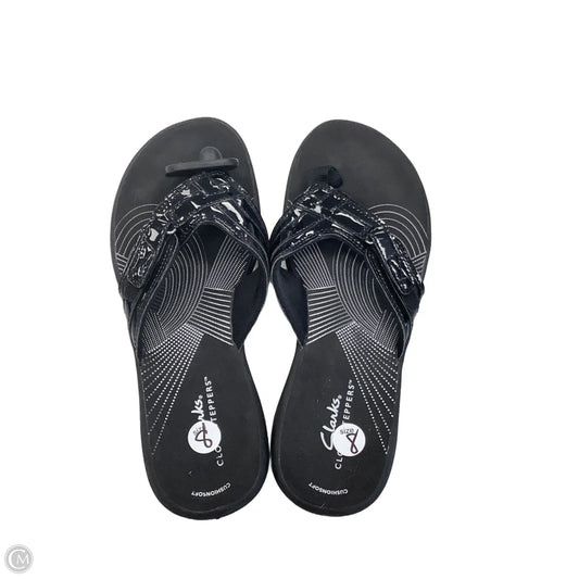 Sandals Flip Flops By Clarks In Black, Size: 8