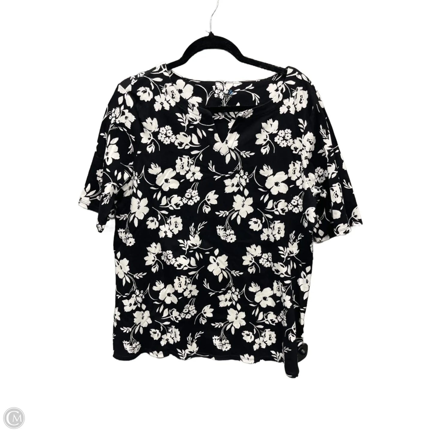Top Short Sleeve By Croft And Barrow In Black & White, Size: Xl