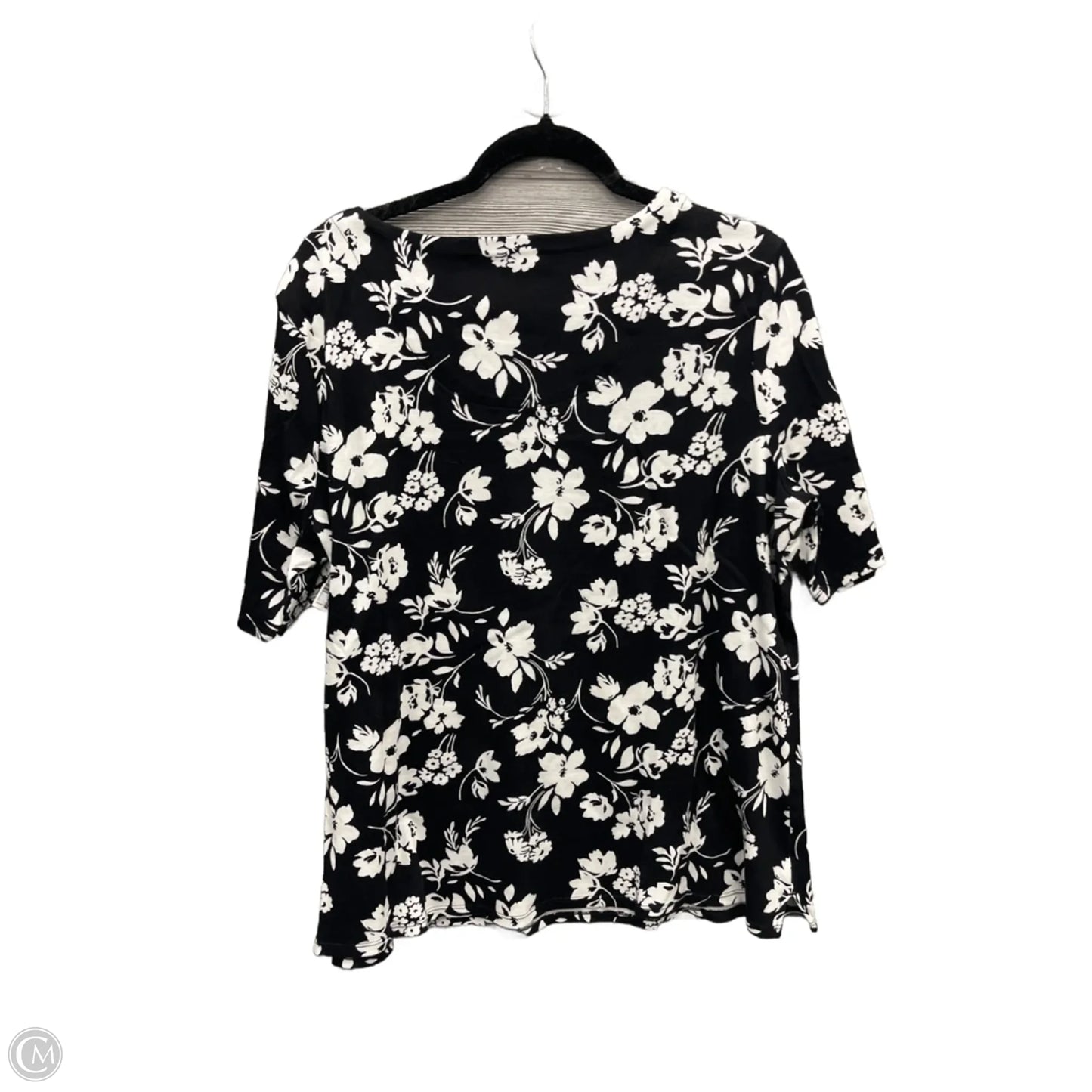 Top Short Sleeve By Croft And Barrow In Black & White, Size: Xl
