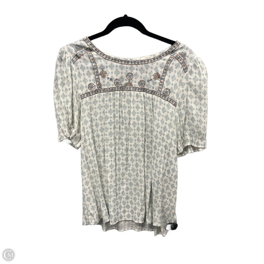 Blouse Short Sleeve By Clothes Mentor In Green & White, Size: 1x