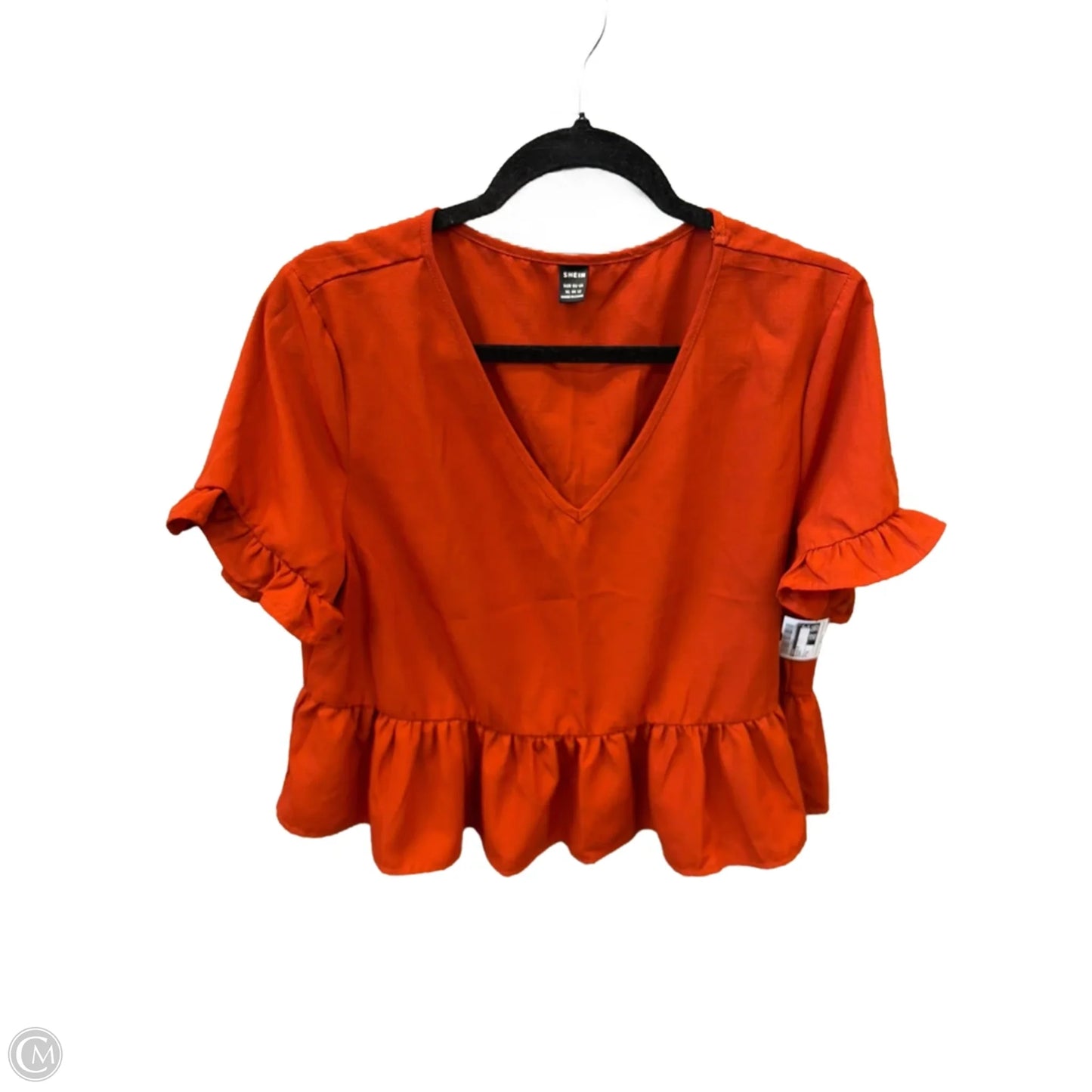Blouse Short Sleeve By Shein In Orange, Size: Xl