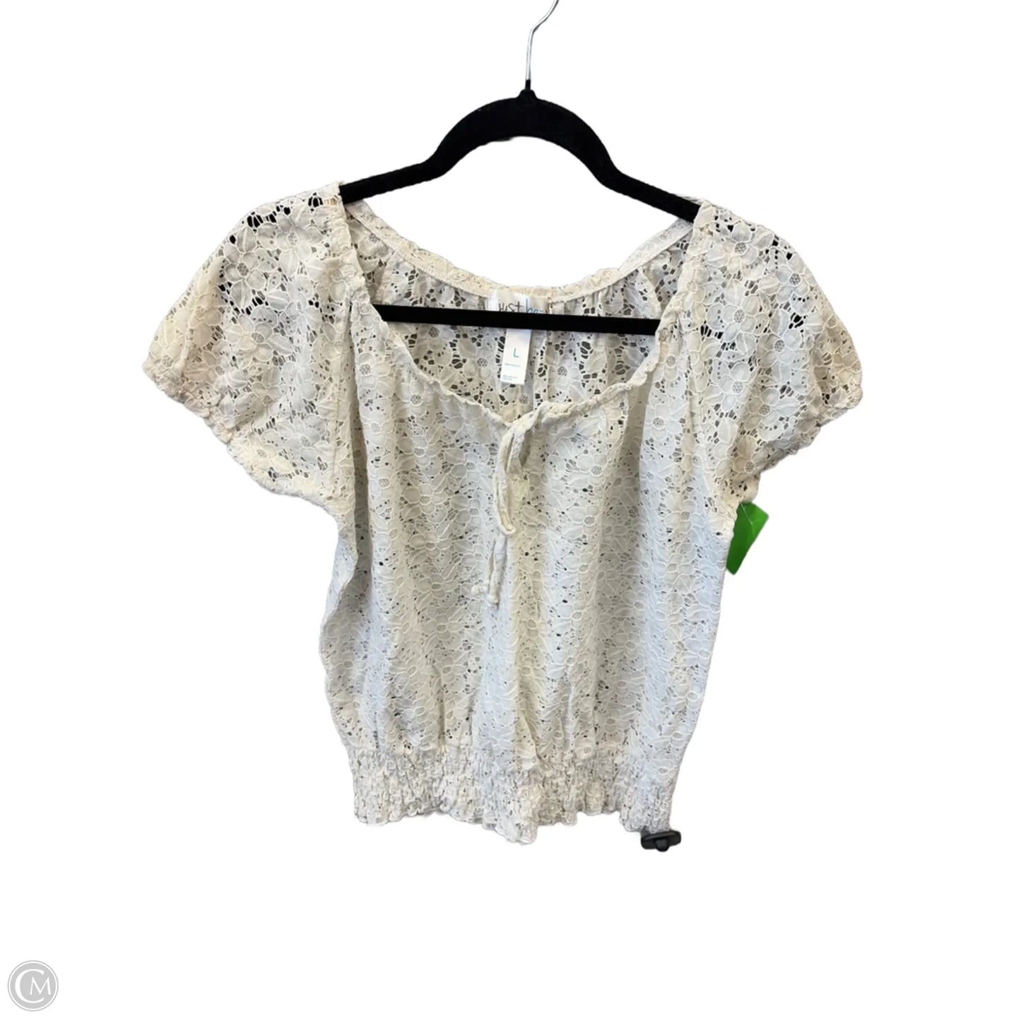 Top Short Sleeve By Just Be In Cream, Size: L