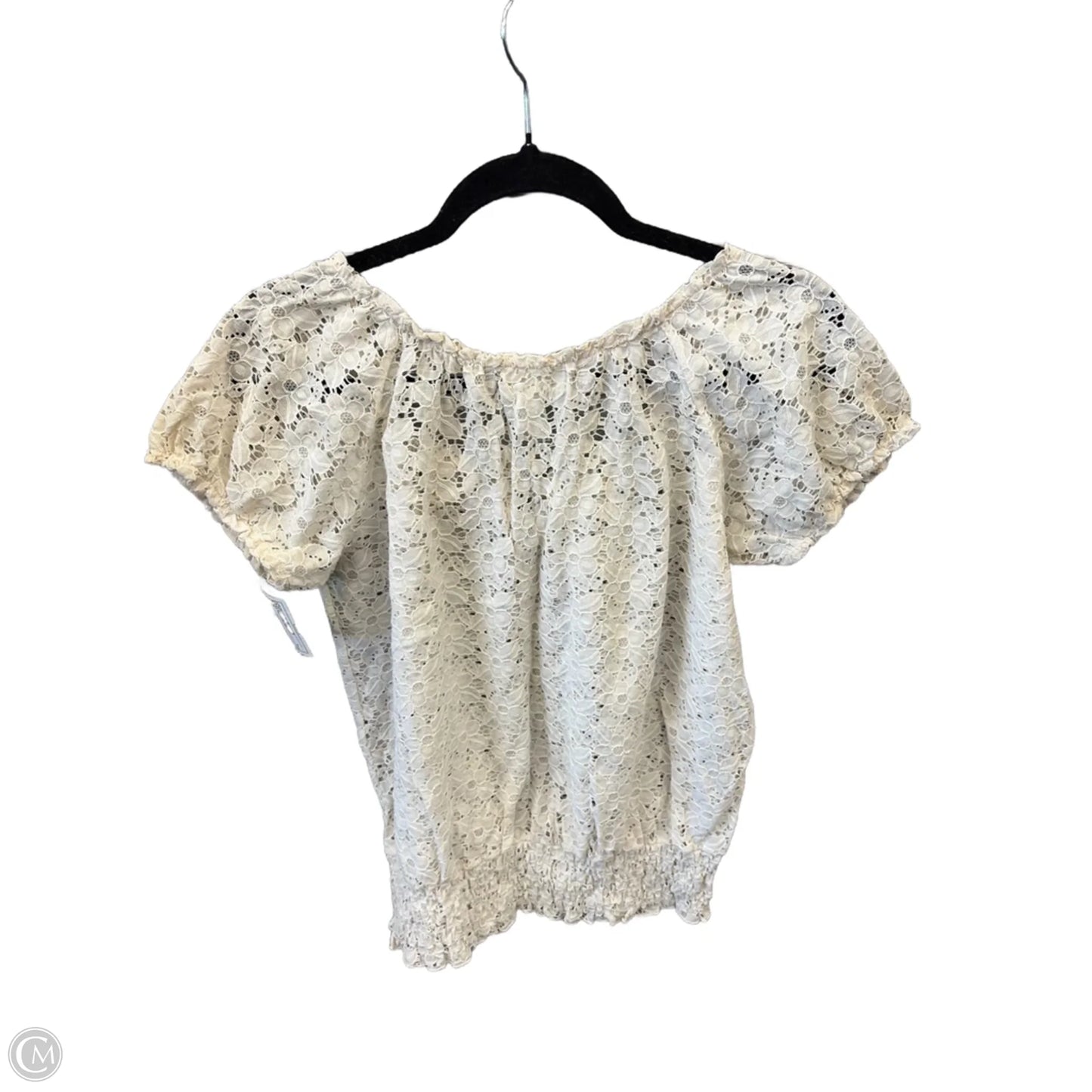 Top Short Sleeve By Just Be In Cream, Size: L