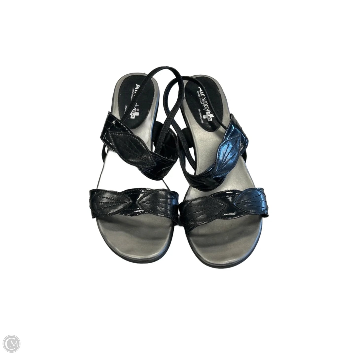 Sandals Flats By Clothes Mentor In Black & Silver, Size: 7
