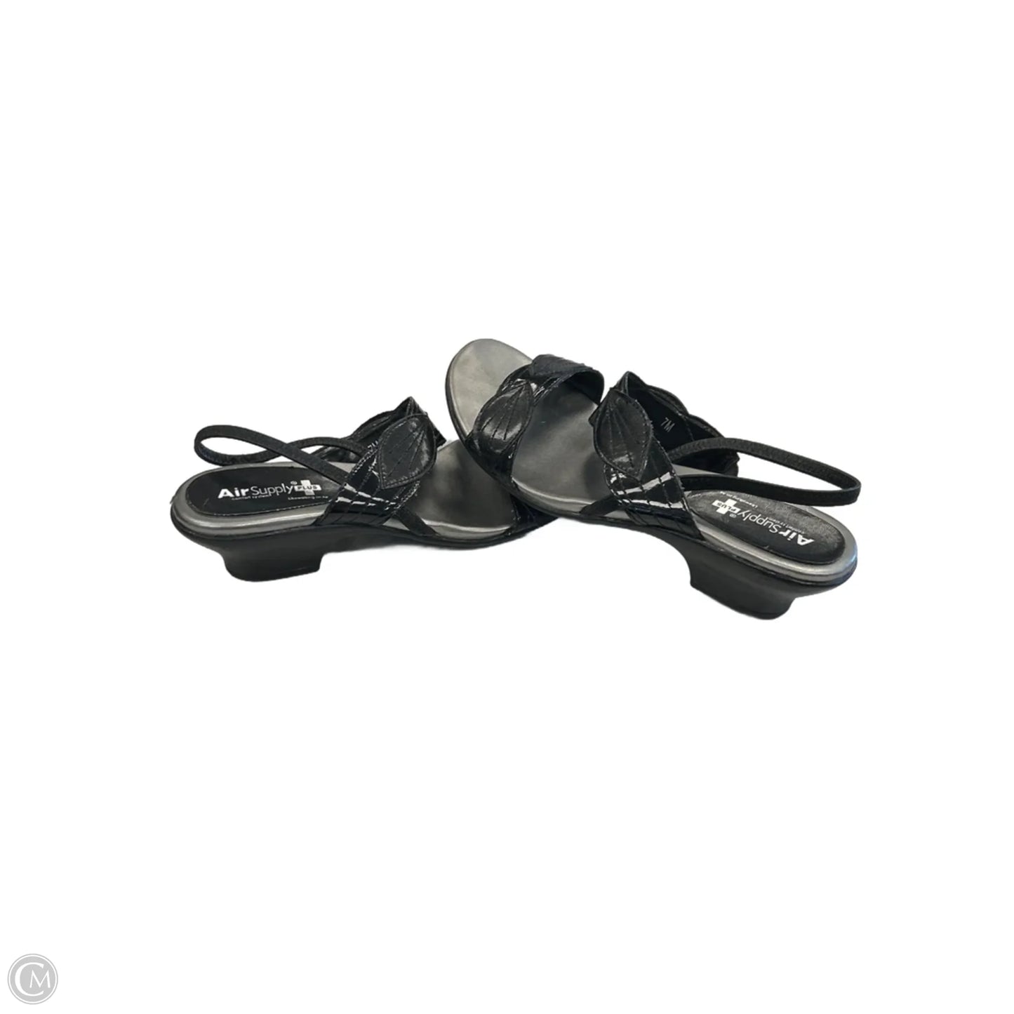 Sandals Flats By Clothes Mentor In Black & Silver, Size: 7