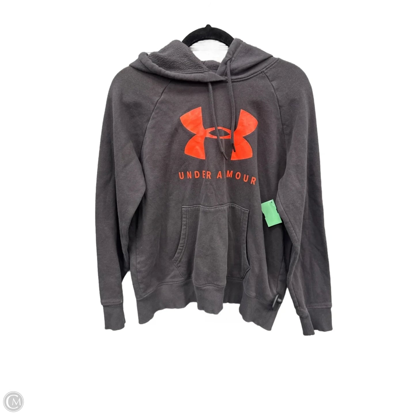 Athletic Sweatshirt Hoodie By Under Armour In Grey & Orange, Size: M