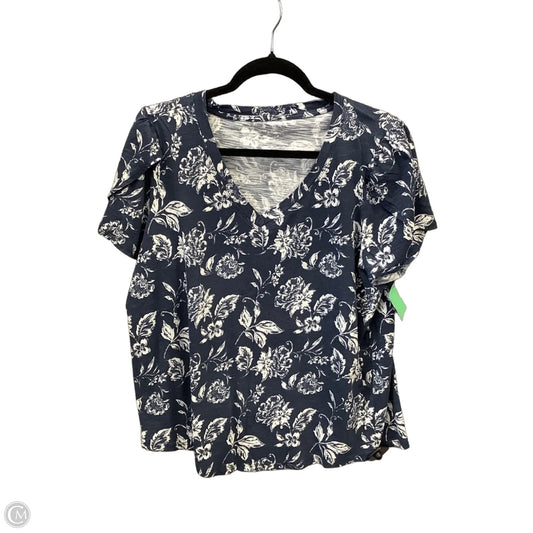 Top Short Sleeve By Maurices In Blue & White, Size: 1x