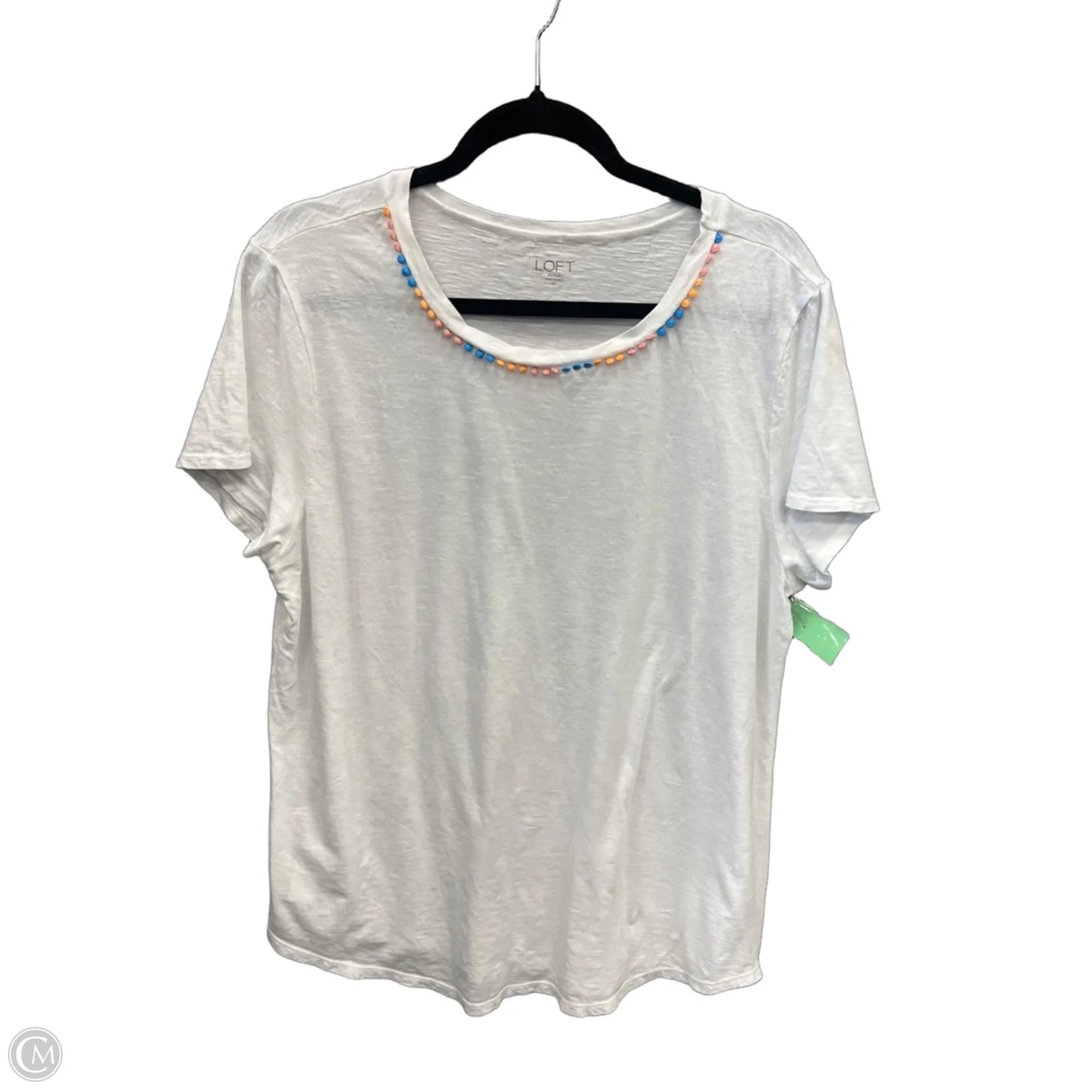 Top Short Sleeve By Loft In White, Size: Xl
